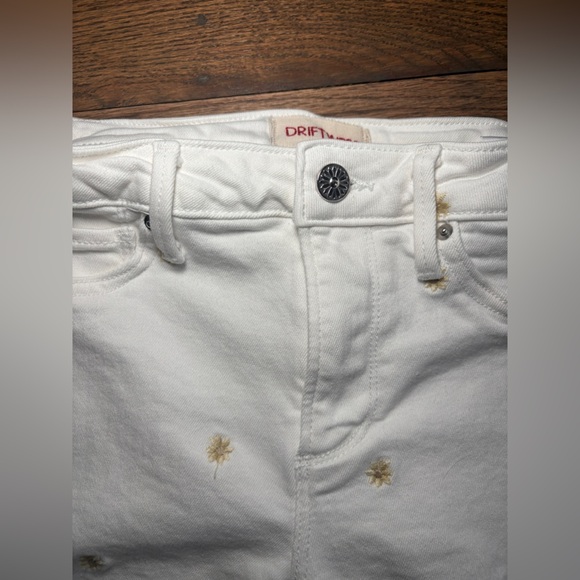 Driftwood Candance White Denim Yellow Floral Daisy Embrodiered Jean‎ Size 25 - Picture 3 of 6